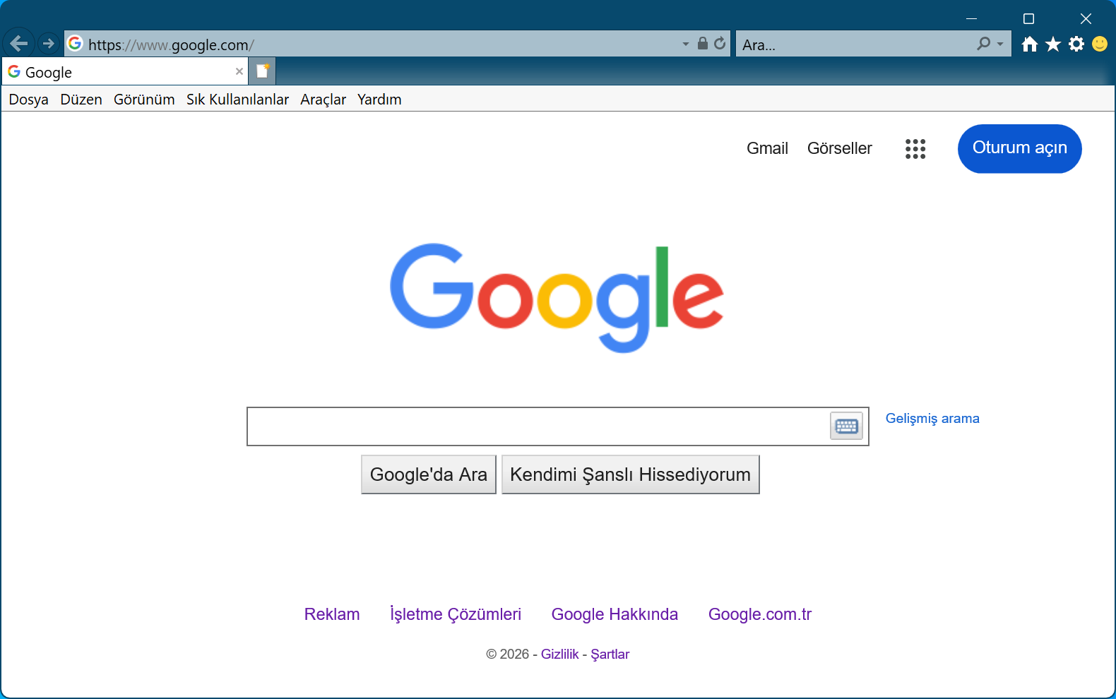 Internet Explorer Eski Tarayıcı Başlatma